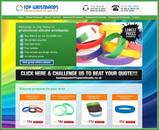 Top Wristbands website design